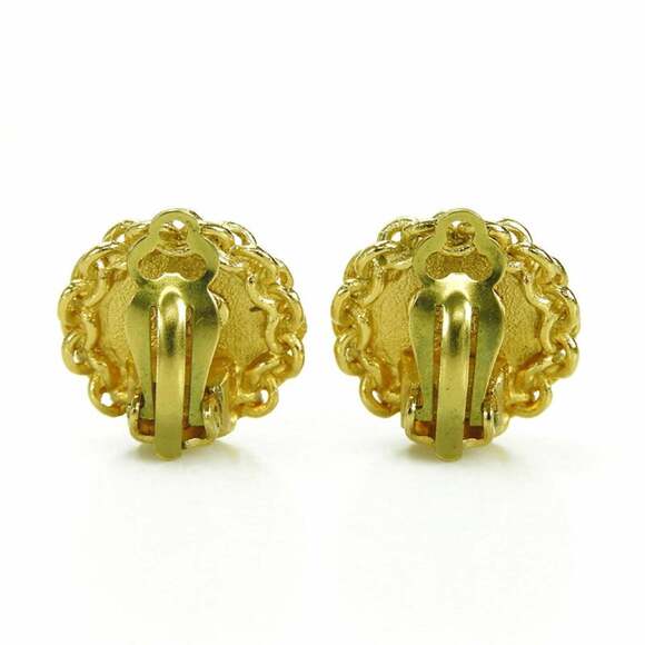 CHANEL Authentic Vintage Gold Logo Earrings